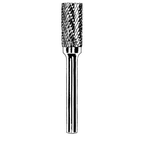Carbide Burr, 1/8" (3 mm) Dia., SA-43 D/C Burr, Cylinder, 9/16" (12 mm) Flute L, 1/8" Shank