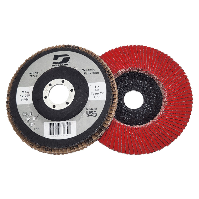 5" (127 mm) Dia. x 7/8" CH 80 Grit Type 27 Ceramic DynaCut Premium Flap Disc w/Fiberglass