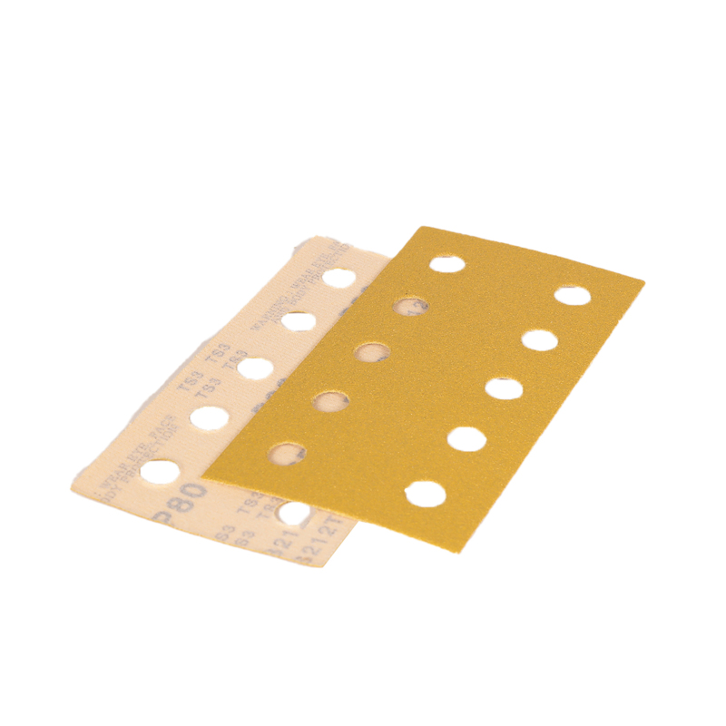 3-2/3" (93 mm) W x 7" (178 mm) L 80 Grit Hookit Gold With 10 Vacuum Holes DynaCut Sheet