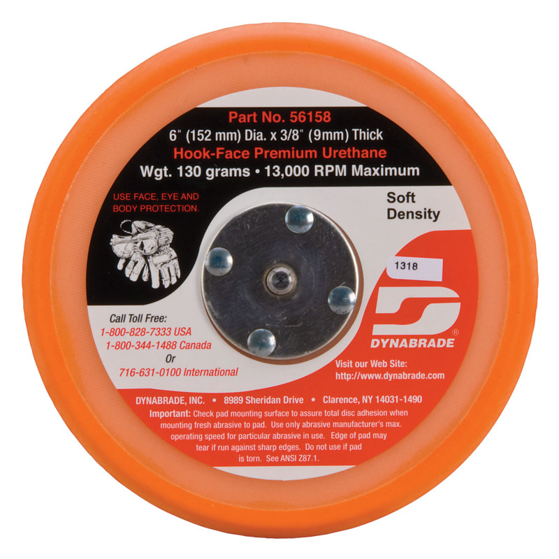 6" (152 mm) Dia. Non-Vacuum Disc Pad, Hook-Face, Short Nap